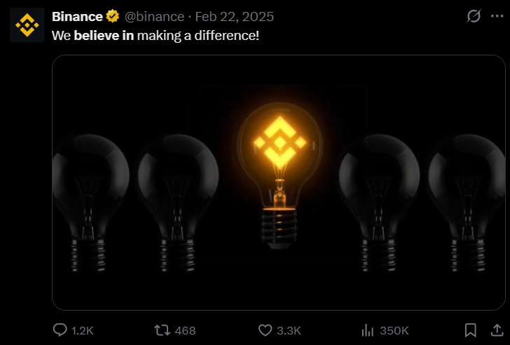 Binance 推文：We believe in making a difference